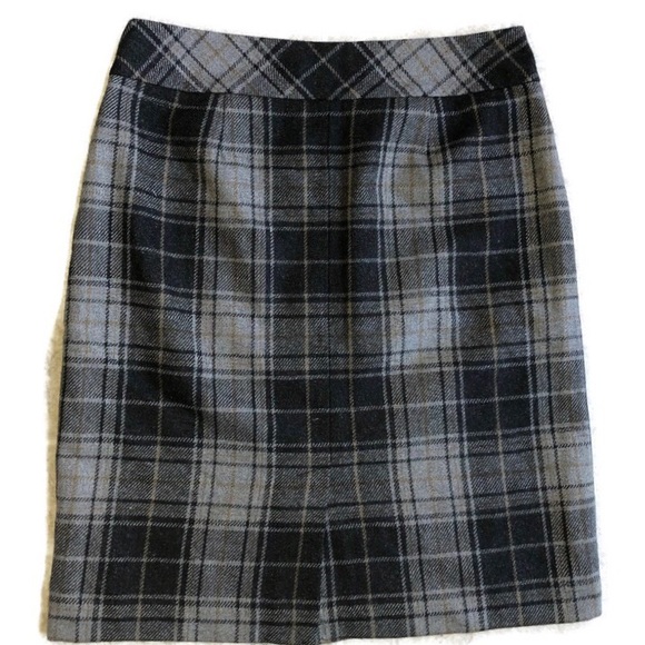 Eddie Bauer Gray/Tan Wool Blend Plaid Skirt-Sz 2 - Picture 2 of 2